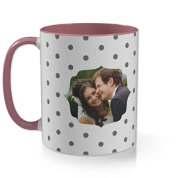 Pink Photo Mug with Grey Polka Dot in Multiple Colours design