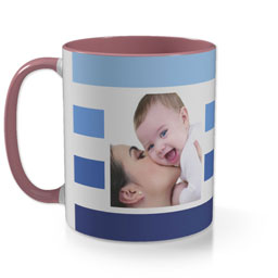 Pink Photo Mug with Horizontal Stripes in Multiple Colours design