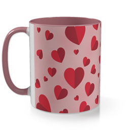 Pink Photo Mug with Many Folded Hearts design