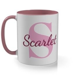 Pink Photo Mug with Script Monogram Custom Colour design