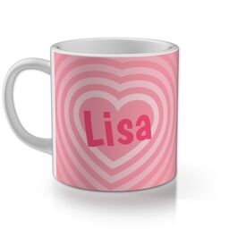 Personalised Children's Mug with Hearts Custom Colour design
