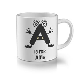 Personalised Children's Mug with Monster Alphabet design