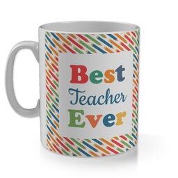 11oz Gloss Photo Mug with Best Teacher Pencil Pattern design