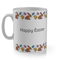 11oz Gloss Photo Mug with Bunny and Eggs Pattern design