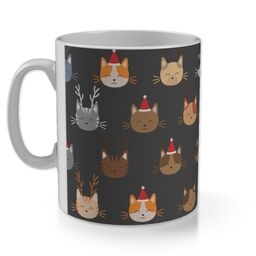 11oz Gloss Photo Mug with Christmas Cats in Multiple Colours design