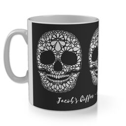 11oz Gloss Photo Mug with Decorative Skulls Custom Colour design