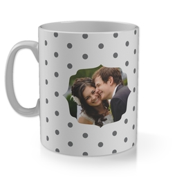 11oz Gloss Photo Mug with Grey Polka Dot in Multiple Colours design