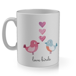 11oz Gloss Photo Mug with Love Birds Three Hearts design