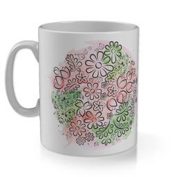 11oz Gloss Photo Mug with Watercolour Flowers design