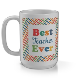 15oz Personalised Mega Mug with Best Teacher Pencil Pattern design