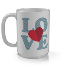 15oz Personalised Mega Mug with Dotty Love Folded Heart design