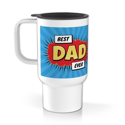 Personalised Travel Mug With Handle with Best Dad Ever Explosion design