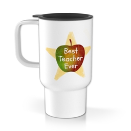 Personalised Travel Mug With Handle with Best Teacher Apple design