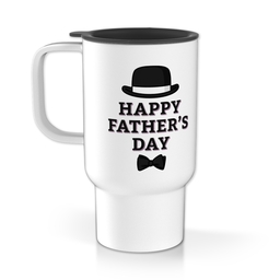 Personalised Travel Mug With Handle with Bowler Hat FD design