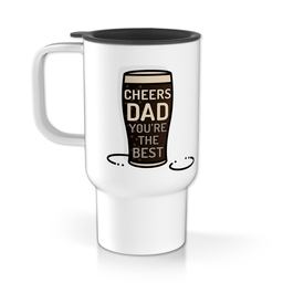 Personalised Travel Mug With Handle with Cheers Dad Pint Glass design