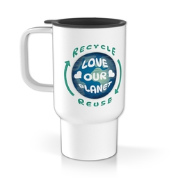 Personalised Travel Mug With Handle with Love Our Planet design
