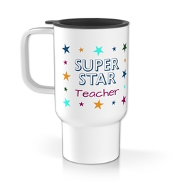 Personalised Travel Mug With Handle with Superstar Teacher design
