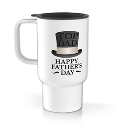 Personalised Travel Mug With Handle with Top Hat Top Dad design