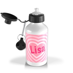 Personalised Drink Bottle with Hearts Custom Colour design