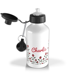 Personalised Drink Bottle with Roses Custom Colour design