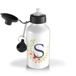 Personalised Drink Bottle with Wreath Monogram Custom Colour design