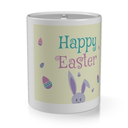 Personalised Money Jar with Happy Easter Peeking Bunny design