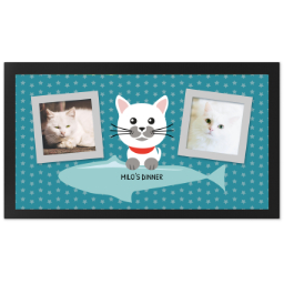 Personalised Pet Feeding Mats with Cat And Fish Custom Colour design