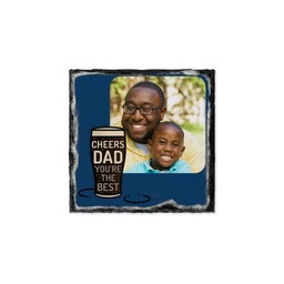 Slate Photo Coaster with Cheers Dad Pint Glass design