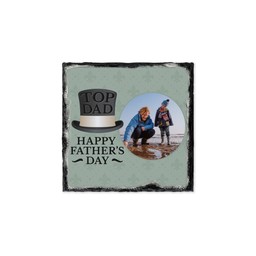 Slate Photo Coaster with Top Hat Top Dad design