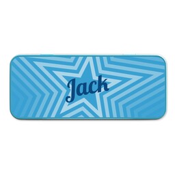 Personalised Pencil Tins Blue with Stars Custom Colour design