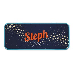 Personalised Pencil Tins Blue with Starry Night Custom Colour design
