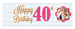 72" x 24" Personalised Banner with Birthday Floral design