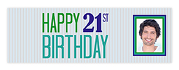 72" x 24" Personalised Banner with Birthday Stripes design
