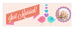 72" x 24" Personalised Banner with Marriage Lovebirds design
