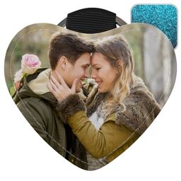 Blue Glitter Heart Keyrings with Full Photo design
