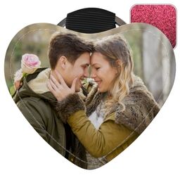 Pink Glitter Heart Keyrings with Full Photo design