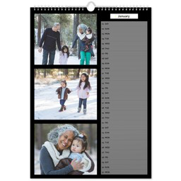 A3 Personalised Wall Calendar with Custom Colour List View design