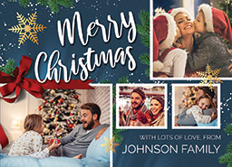 Personalised Flat Christmas Card Packs (Square Corners) with Christmas Evening design