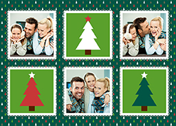 Personalised Flat Christmas Card Packs (Square Corners) with Little Trees design