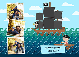 Flat Photo Cards (Pack of 20 Square Corners) with Pirate Ship design