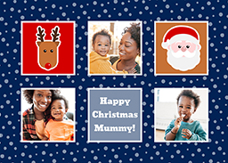 Personalised Flat Christmas Card Packs (Square Corners) with Santa & Reindeer design