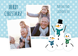 Personalised Flat Christmas Card Packs (Square Corners) with Snow Family design