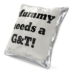 Silver Sequin Photo Cushion (Cover Only) with Custom Text Only design