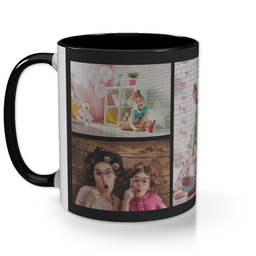 Black Photo Mug with Bordered Collage Custom Colour design