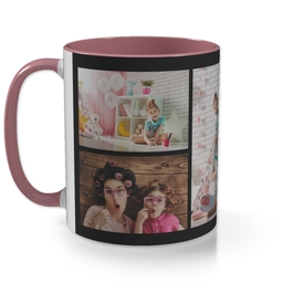 Pink Photo Mug with Bordered Collage Custom Colour design