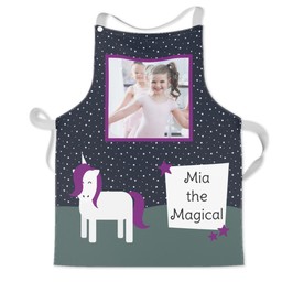 Personalised Kids Aprons with Unicorn Night or Day Custom Colour design